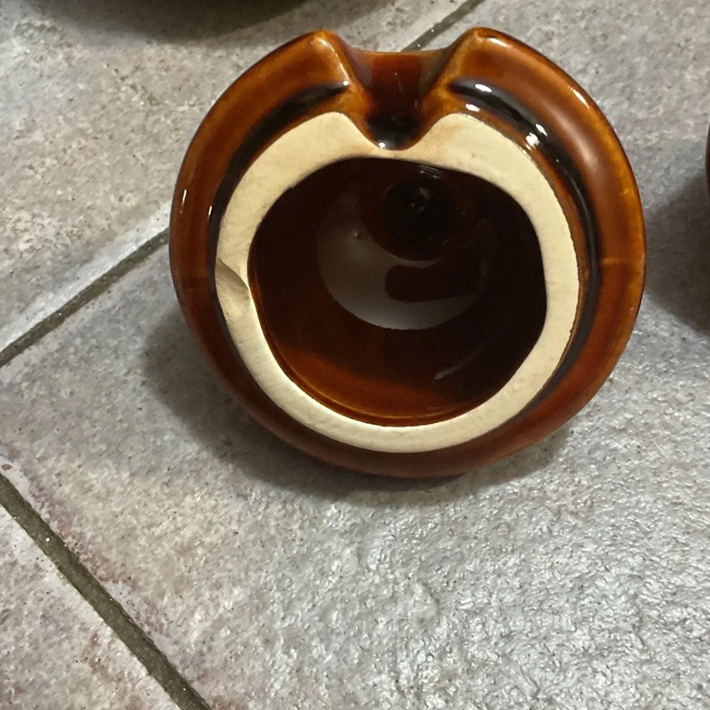 Vintage Brown and Tan Ceramic Condiment Set